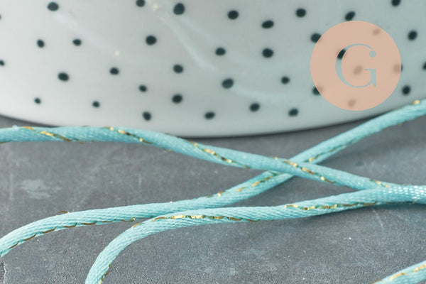 Cordon bleu clair or queue de rat satiné 1.5mm, x1 mètre (G3723)