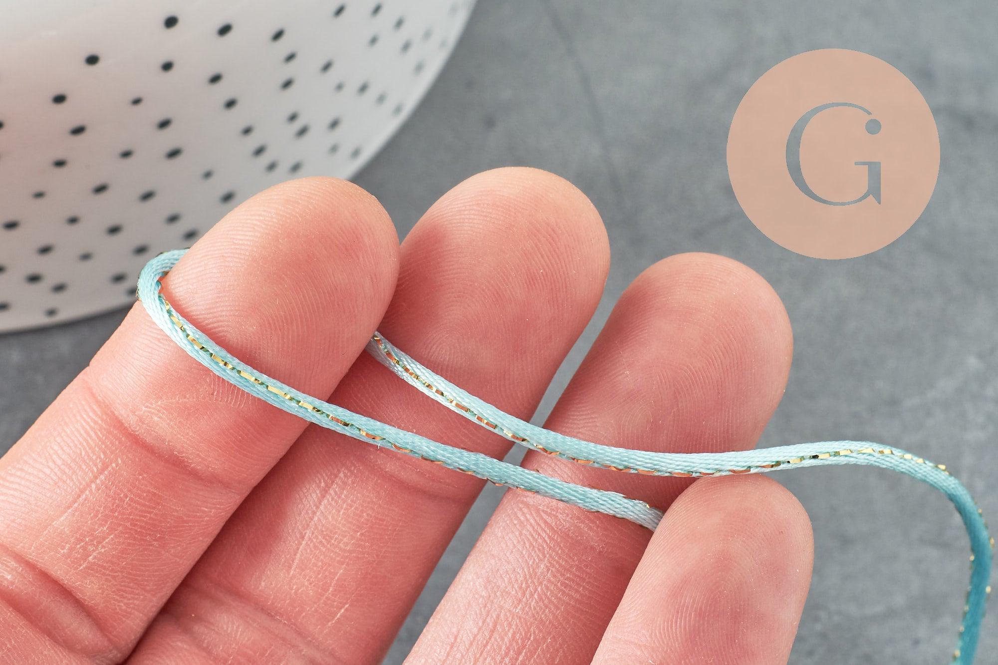 Cordon bleu clair or queue de rat satiné 1.5mm, x1 mètre (G3723)