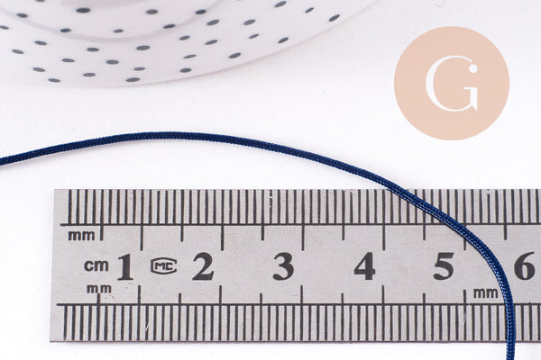 Cordon bleu marine tressé polyester 0.8mm, x1 mètre (G10675)
