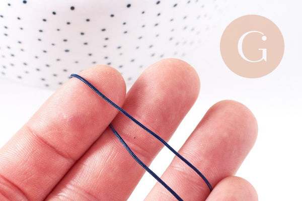 Cordon bleu marine tressé polyester 0.8mm, x1 mètre (G10675)