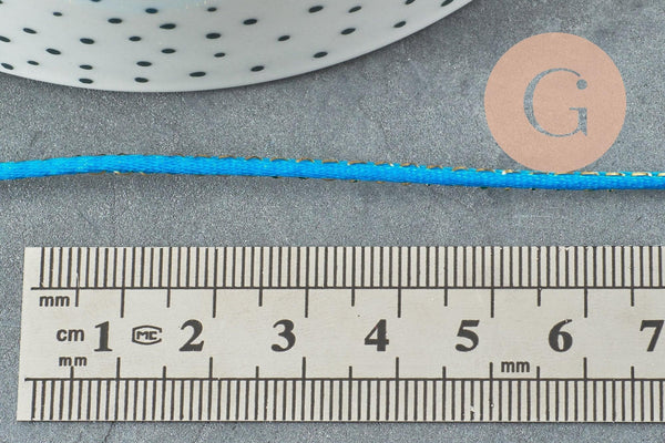 Cordon bleu turquoise or 1.5mm, x1 mètre (G3763)