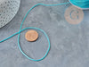 Cordon bleu turquoise tressé polyester 0.8mm, x1 mètre (G3796)
