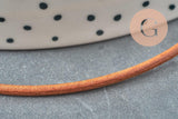 Cordon cuir naturel marron 2mm, x1 mètre (G0930)