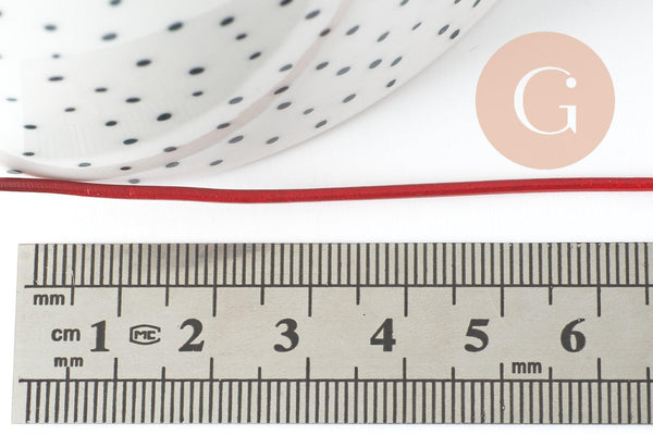 Cordon cuir naturel rouge blanc vert noir 1.5mm/2mm, x1 mètre G9802