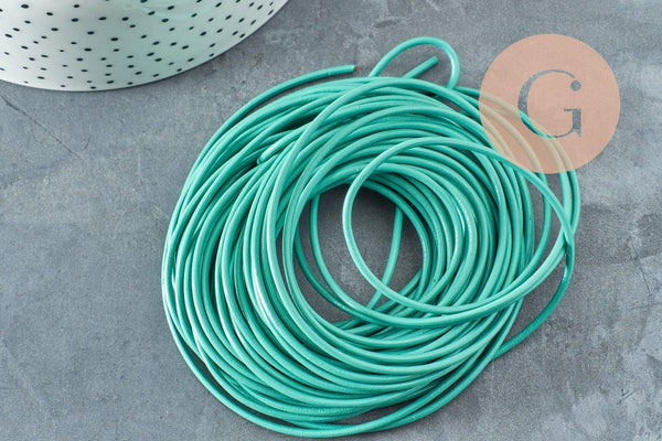 Cordon cuir naturel rouge blanc vert noir 1.5mm/2mm, x1 mètre G9802