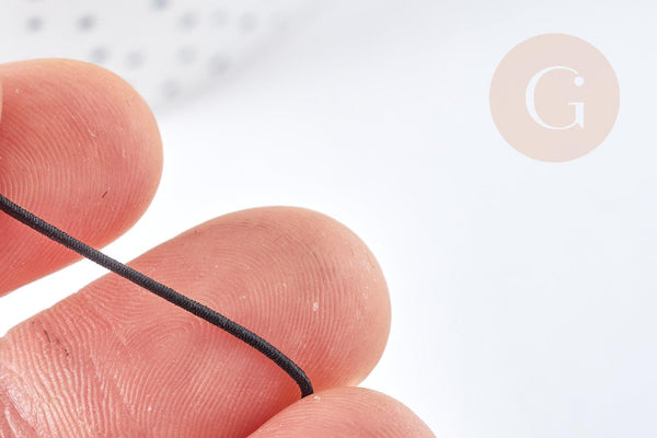 Cordon élastique Polyester rond noir 0.7mm, x 5mètres (G8312)