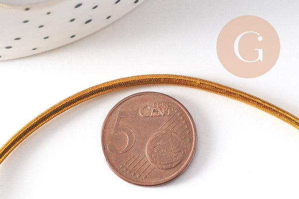 Cordon élastique doré nylon 2.5mm, x1 mètre (G10517)