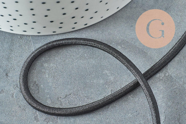 Cordon élastique noir, cordon pour bijoux,cordon épais, élastique rond, 4mm, x1 mètre (G1722)