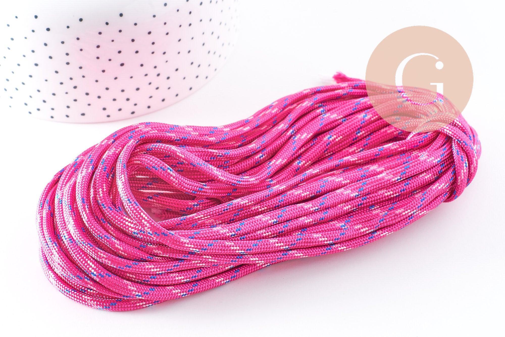 Cordon épais Spandex polyester Rose fuchsia 4mm, x1 mètre (G10272)