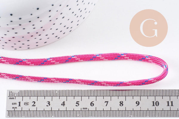 Cordon épais Spandex polyester Rose fuchsia 4mm, x1 mètre (G10272)