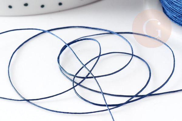 Cordon fil de jade bleu marine polyester 0.5mm, cordon pour création de bijoux x1 mètre G9332