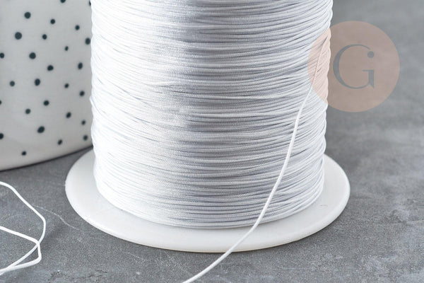 Cordon fil de jade gris clair polyester 0.5mm, cordon pour création de bijoux x1 mètre G9334