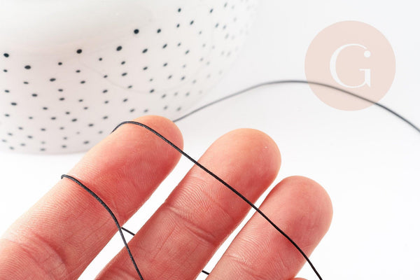 Cordon fil de jade noir polyester 0.5mm, cordon pour création de bijoux x1 mètre G9363