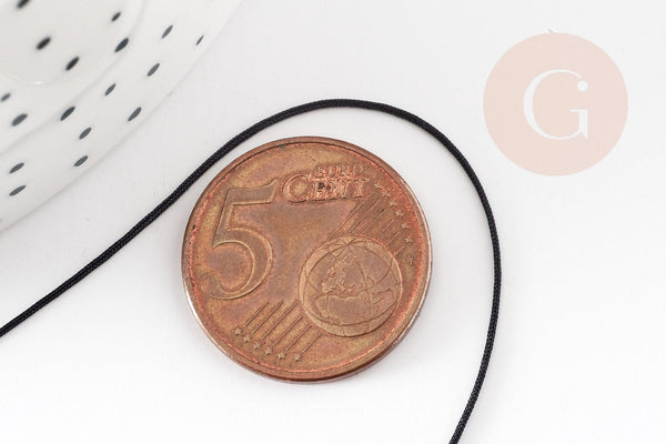 Cordon fil de jade noir polyester 0.5mm, cordon pour création de bijoux x1 mètre G9363