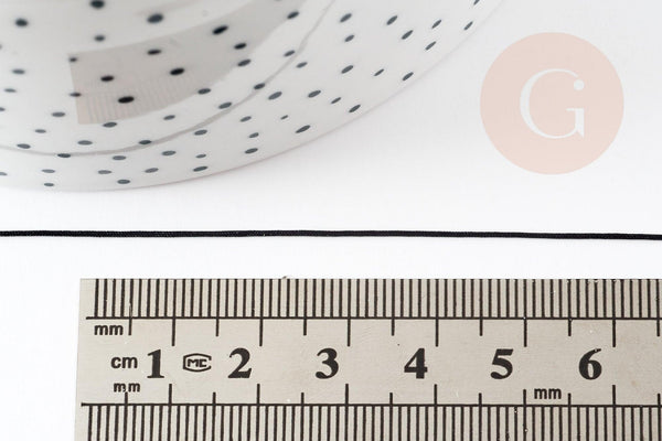 Cordon fil de jade noir polyester 0.5mm, cordon pour création de bijoux x1 mètre G9363