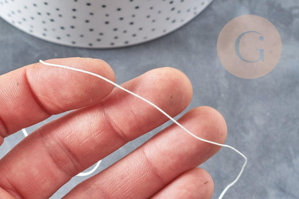 Cordon fil de jade nylon beige 0.5mm, fabrication bijoux avec nœud coulissant, x1mètre (G8947)