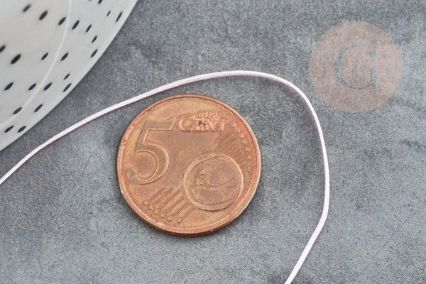 Cordon fil de jade rose clair polyester 0.5mm, cordon pour création de bijoux x1 mètre G9336