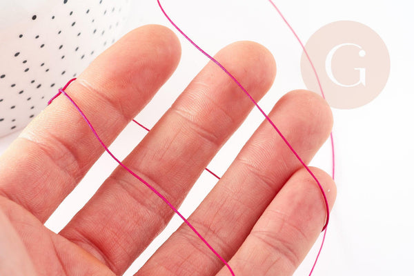 Cordon fil de jade rose fuchsia polyester 0.5mm, cordon pour création de bijoux x1 mètre G9338