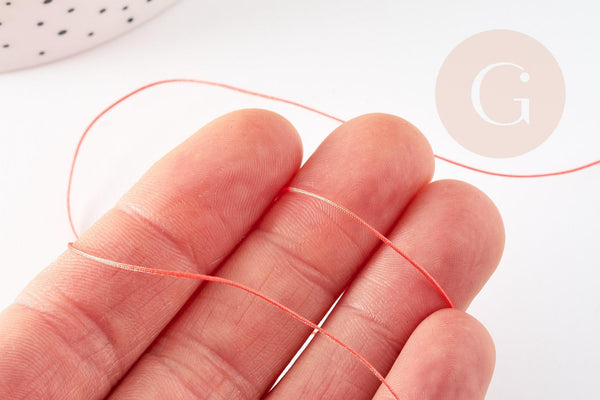 Cordon fil de jade rouge clair polyester 0.5mm, cordon pour création de bijoux x1 mètre G9339