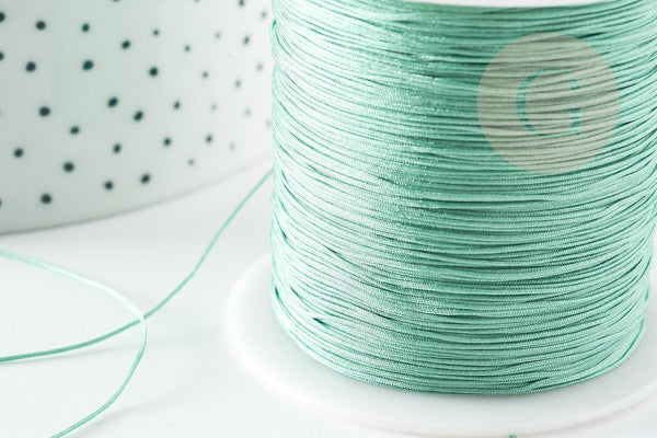 Cordon fil de jade turquoise clair polyester 0.5mm, cordon pour création de bijoux x1 mètre G9340