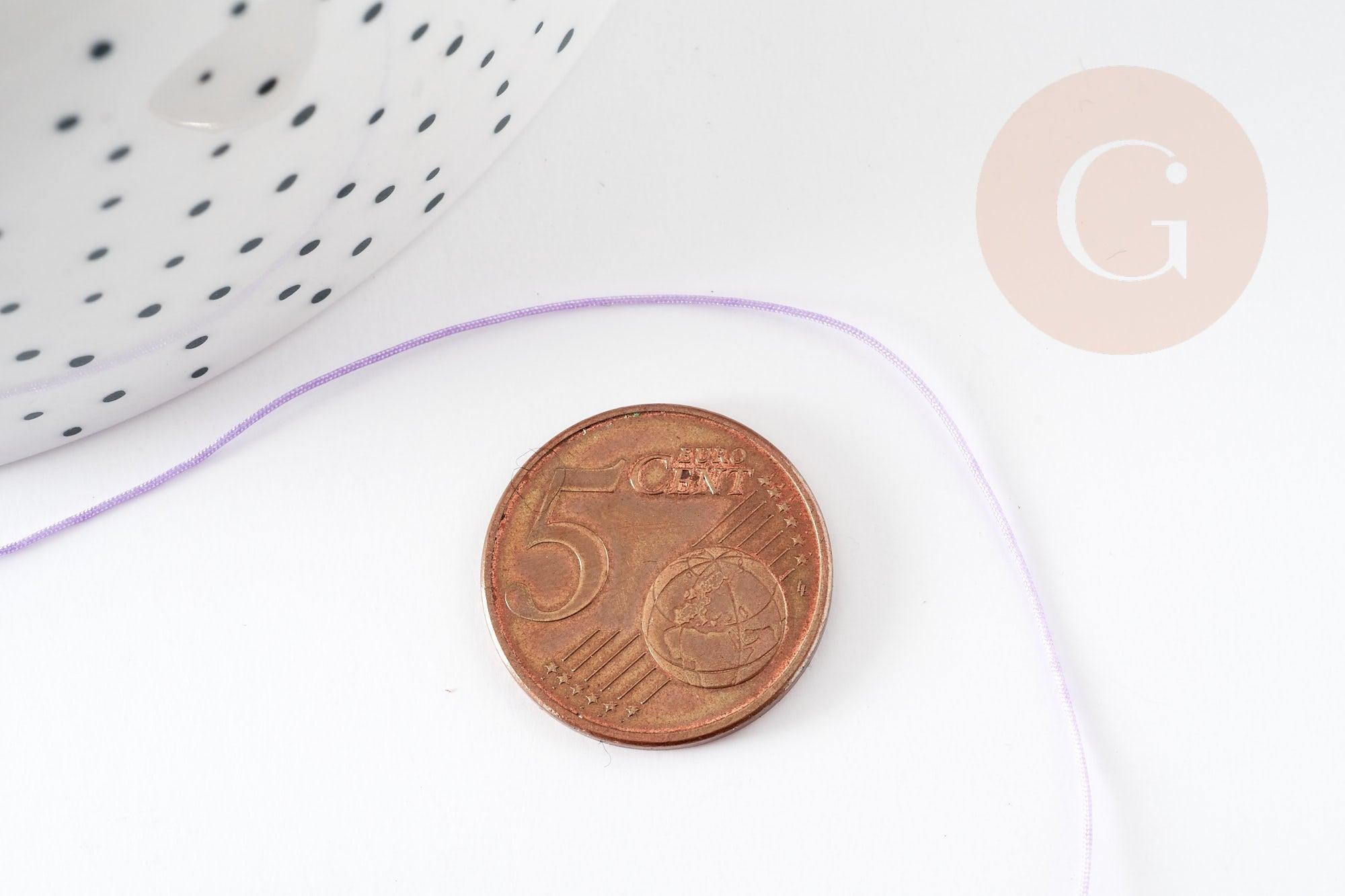 Cordon fil de jade violet clair polyester 0.5mm, cordon pour création de bijoux x1 mètre G9342