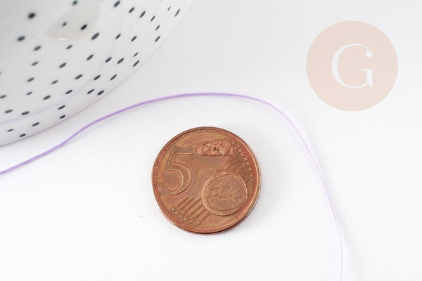 Cordon fil de jade violet clair polyester 0.5mm, cordon pour création de bijoux x1 mètre G9342