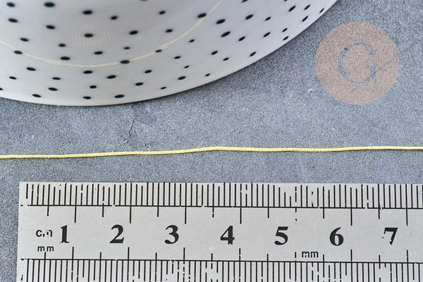 Cordon jaune clair tressé polyester 0.4mm, cordon fil de jade pour bijoux, x1 mètre G8455