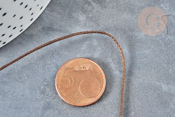 Cordon marron Métallisé tressé polyester 1mm, cordon métallisé pour bijoux , x1 mètre G8173