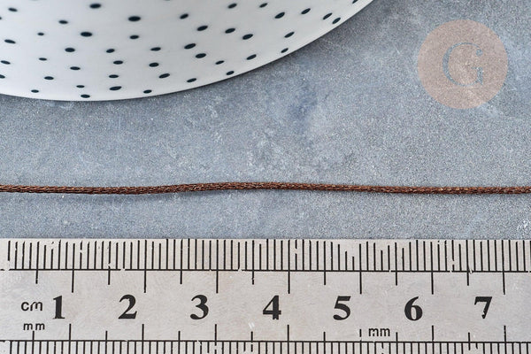 Cordon marron Métallisé tressé polyester 1mm, cordon métallisé pour bijoux , x1 mètre G8173