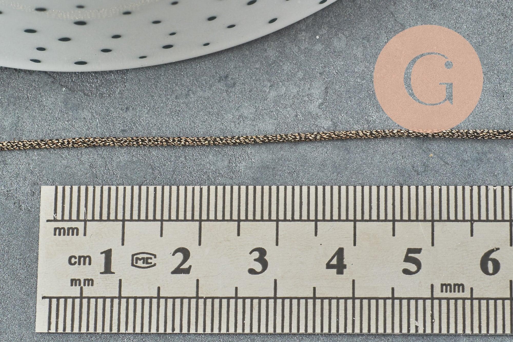 Cordon métallique polyester brun coco 1mm, x1 mètre (G4420)