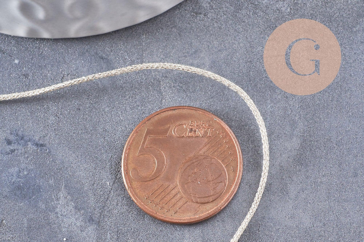Cordon métallique doré très clair polyester 1mm, x1 mètre (G10002)