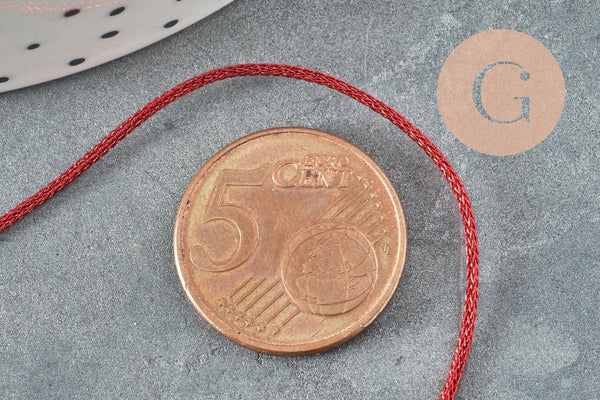 Cordon métallique rouge pailleté ,ruban mariage,fourniture créative, scrapbooking, largeur 1mm, x1 mètre G5663