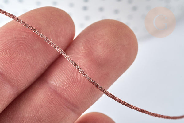 Cordon métallisé tressé vieux rose polyester, x1 mètre (G7473)