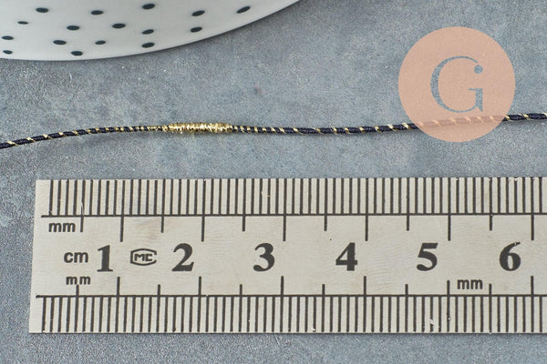 Cordon noir or, fabrication bijoux,ruban mariage, scrapbooking,largeur 1.5mm, x1 ou x5 mètres G0697