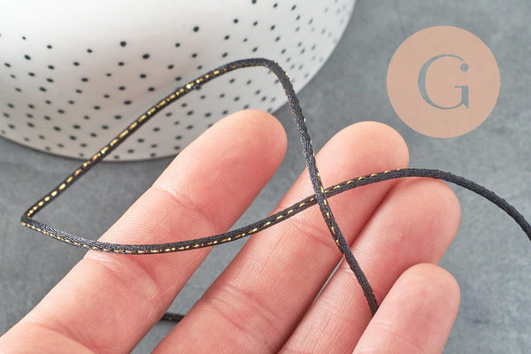 Cordon noir or polyester 1.5mm, x1 mètre (G3337)