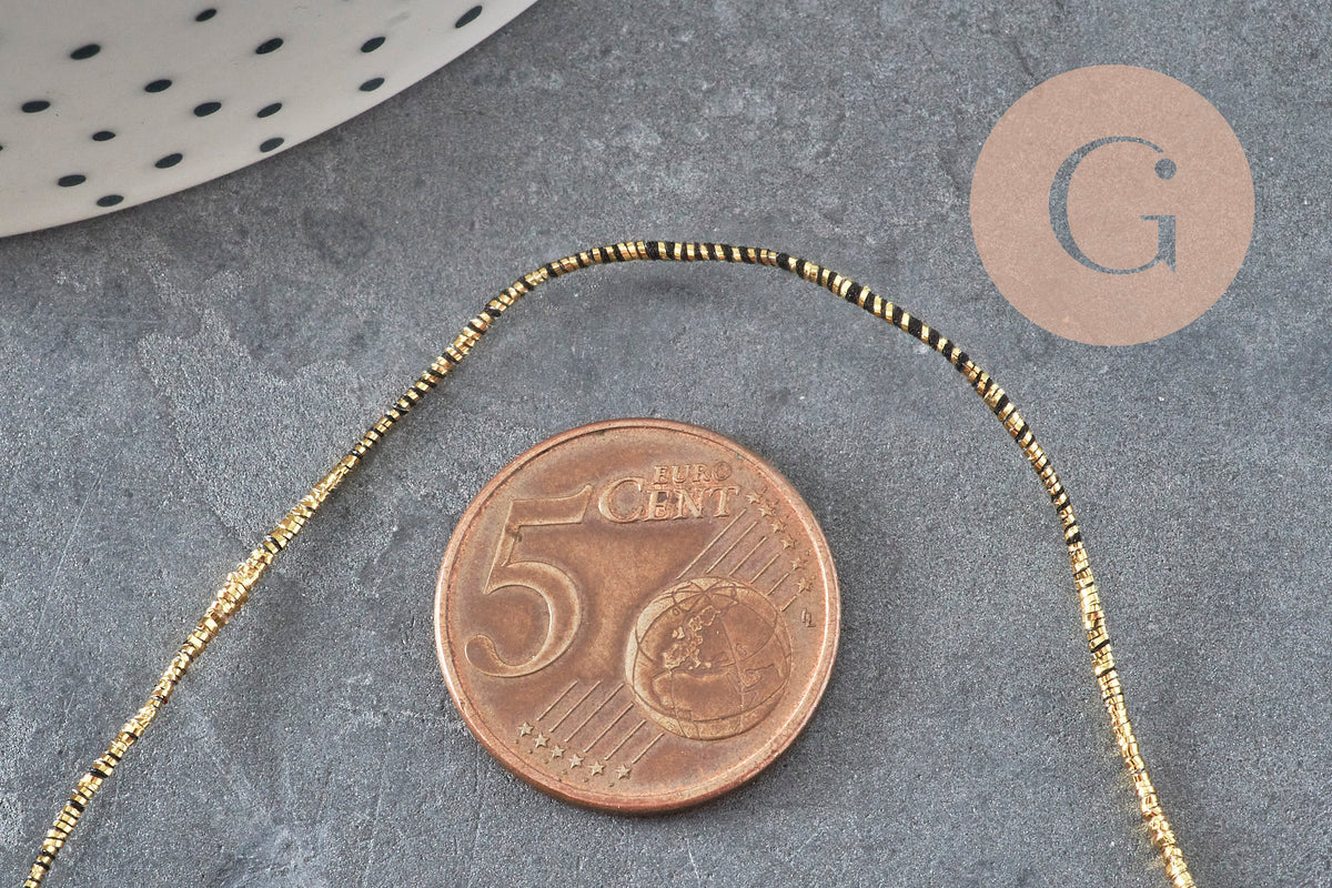 Cordon noir or, x1 ou x5 mètres (G0697)-Cordons pour bijoux et perles-Gingerlily Perles