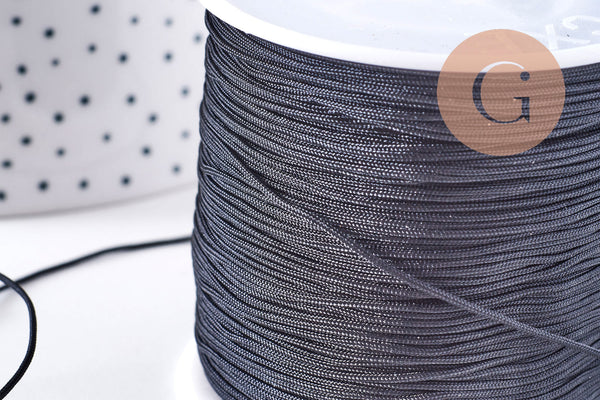 Cordon noir tressé polyester 0.8mm, x1 mètre (G10672)