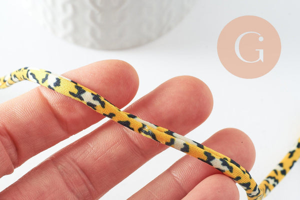 Cordon nylon élastique Léopard jaune noir 4mm, x1 mètre G9807