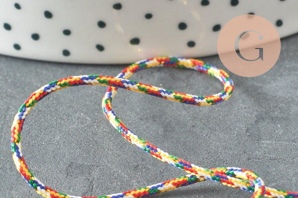 Cordon nylon métallique multicolore 0.8mm, x1 mètre (G4183)