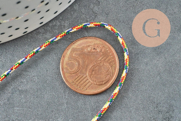 Cordon nylon métallique multicolore 0.8mm, x1 mètre (G4183)