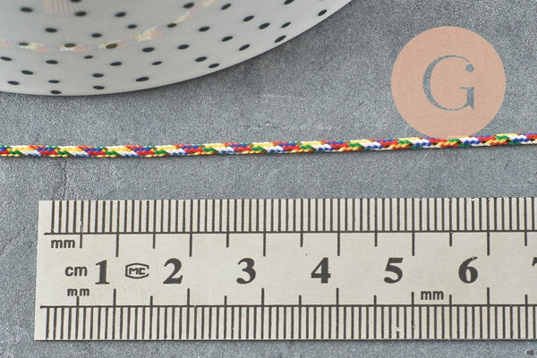 Cordon nylon métallique multicolore 0.8mm, x1 mètre (G4183)
