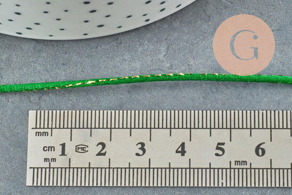 Cordon nylon vert or 1.5mm, x1 mètre (G3407)