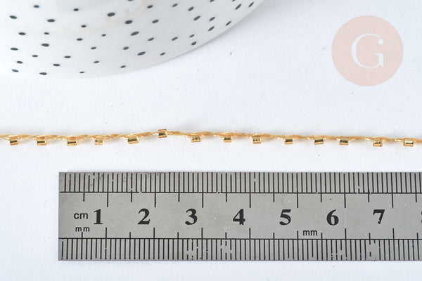 Cordon perles dorées nylon 1,5~3mm, création bijoux, fil Couture broderie, X1 Mètre G7476