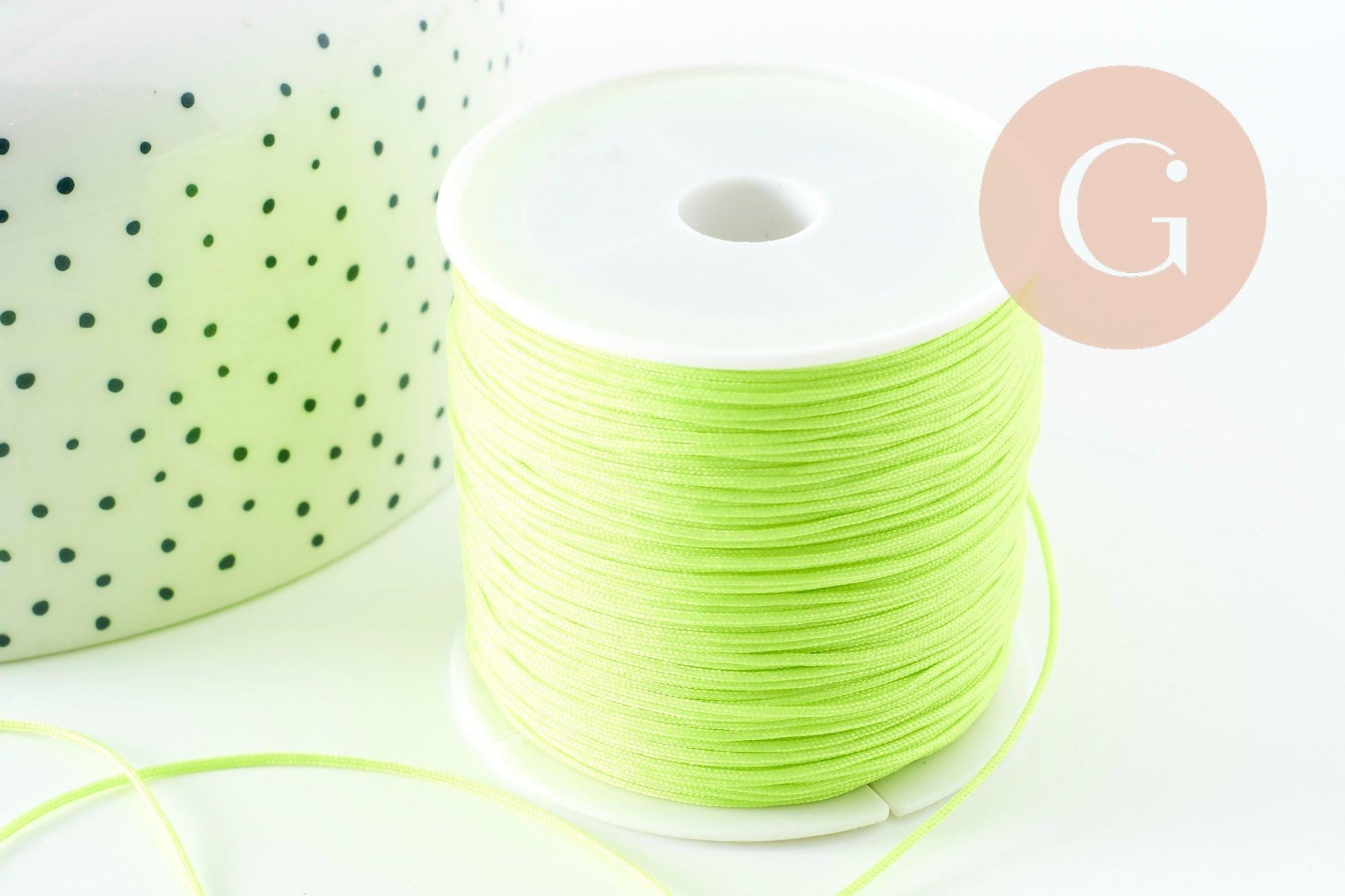 Cordon pour bijoux polyester jaune fluorescent 0.8mm, cordon fil de jade pour bijoux, x1 mètre G9455