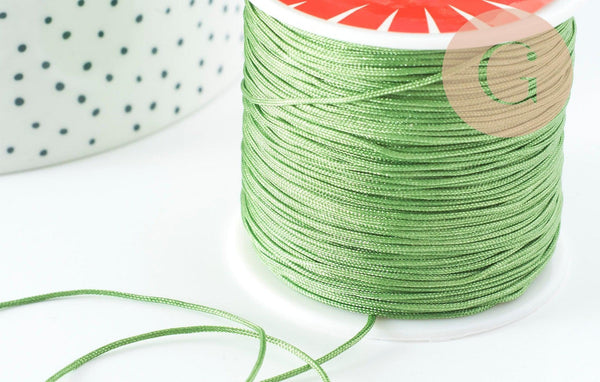 Cordon pour bijoux polyester vert kaki 0.8mm, cordon fil de jade pour bijoux, x1 mètre G9454