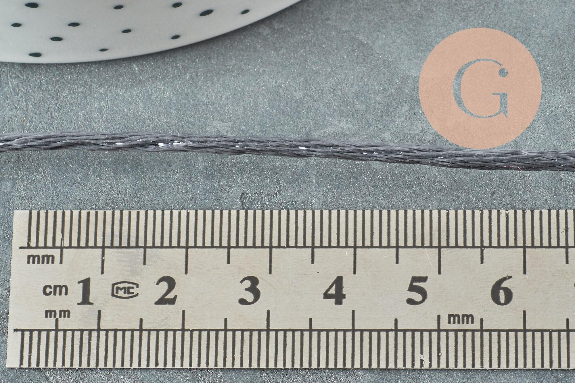 Cordon queue de rat polyester satin gris 2mm, x5 mètres (G1808)