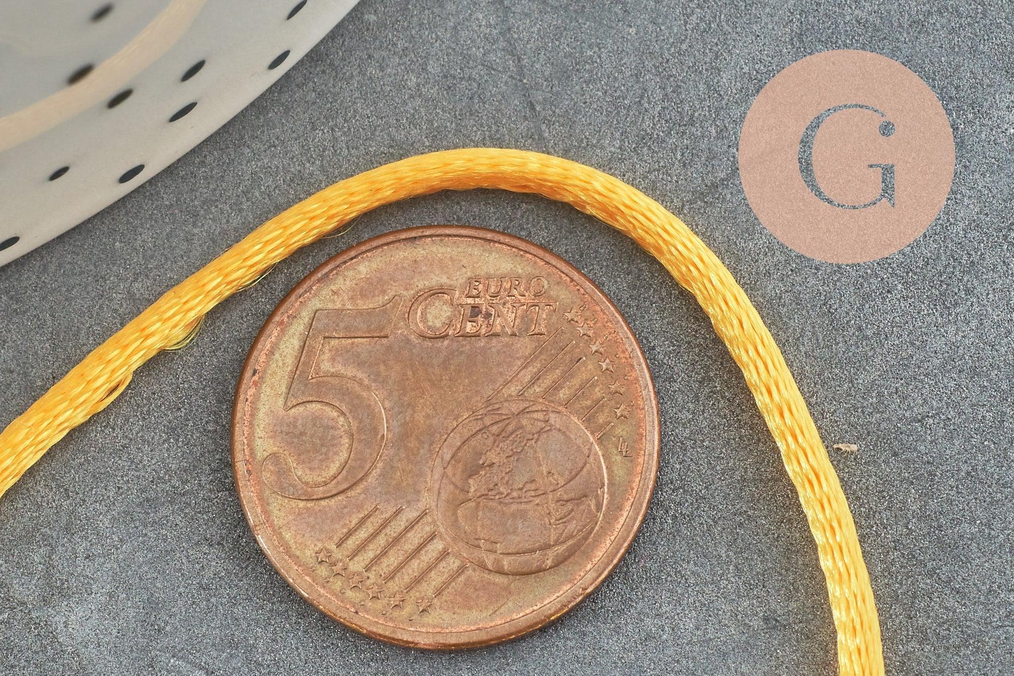 Cordon queue de rat polyester satin jaune brillant 2mm, x5 mètres (G2713)