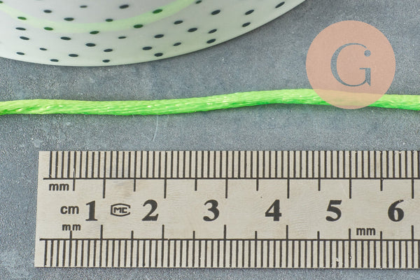 Cordon queue de rat satin jaune fluorescent,cordon brillant, cordon satiné, cordon Bijou, lacet jaune,2mm, x 5mètres G1645