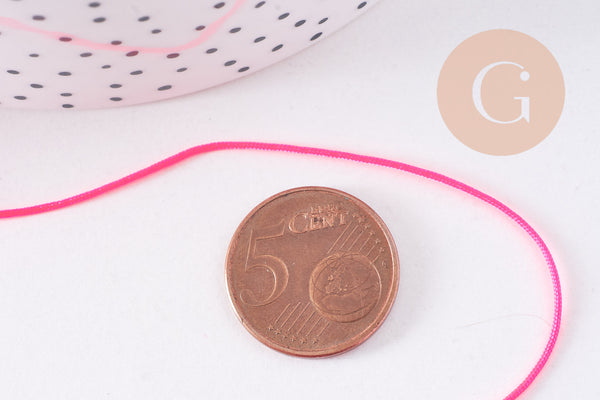 Cordon rose fluorescent tressé polyester 0.8mm, x1 mètre (G10674)