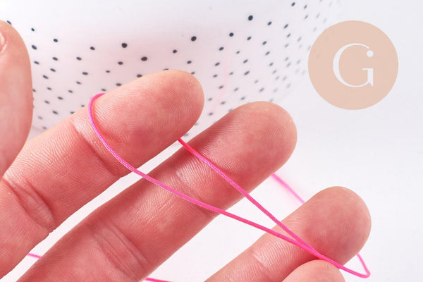 Cordon rose fluorescent tressé polyester 0.8mm, x1 mètre (G10674)